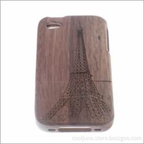 Apple iPhone 4 4S Walnut Wood Stacks Tower Pattern Cover Case With Retail Package - Brown